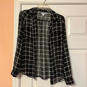 Black and White Plaid buttoned down blouse, brand new, size XS